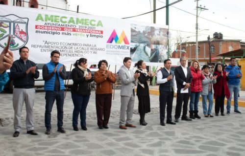 En Amecameca inauguran  repavimentación de calle El Rosario