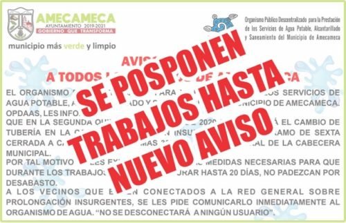 Posponen trabajos de cambio de tubería en Amecameca