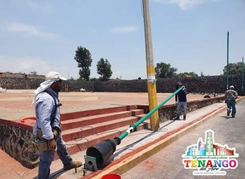 En #TenangoDelAire realizan trabajos de rehabilitación en la iluminación