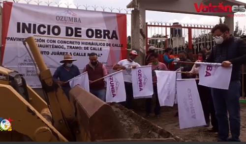 banderazo de inicio a la obra de pavimentación en Ozumba