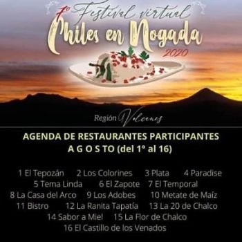 Del 1 al 18 de agosto se llevará a cabo la Séptima Edición del Festival de Chiles en Nogada en la región de los volcanes