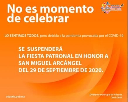 Gobierno municipal de Atlautla suspende fiesta patronal por COVID-19