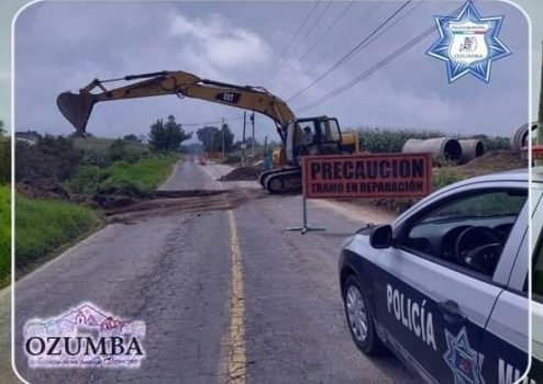 Continúan los trabajos de reparación en la carretera Ozumba-Juchitepec