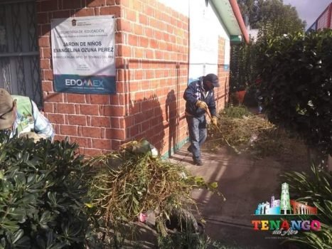 Continúa la limpieza en escuelas de Tenango del Aire 