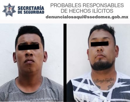 Detienen a dos sujetos por presunto robo con violencia a transeúnte en Ixtapaluca