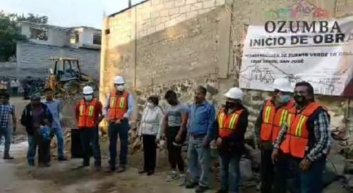 Edil de Ozumba dio banderazo de inicio  de obra a la construcción del puente en la calle Cruz Verde en la delegación San José Tlacotitlán