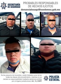 Detienen a 5 hombres en Ixtapaluca por el delito de portación ilegal de armas de fuego