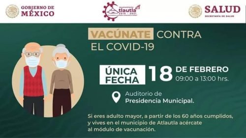 Gobierno municipal de Atlautla habilita un día más para la aplicación de la vacuna contra COVID-19