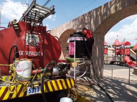 Colocan lavabos móviles en diferentes puntos de Ixtapaluca