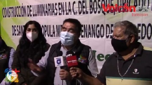 Edil de Tenango del Aire entrega luminaria en calle del Bosque