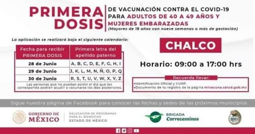 Este lunes inició la jornada de vacunación en Chalco