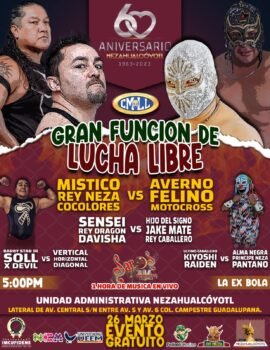 Para celebrar los 60 años de la fundación de Nezahualcóyotl habrá una gran función de lucha libre gratuita